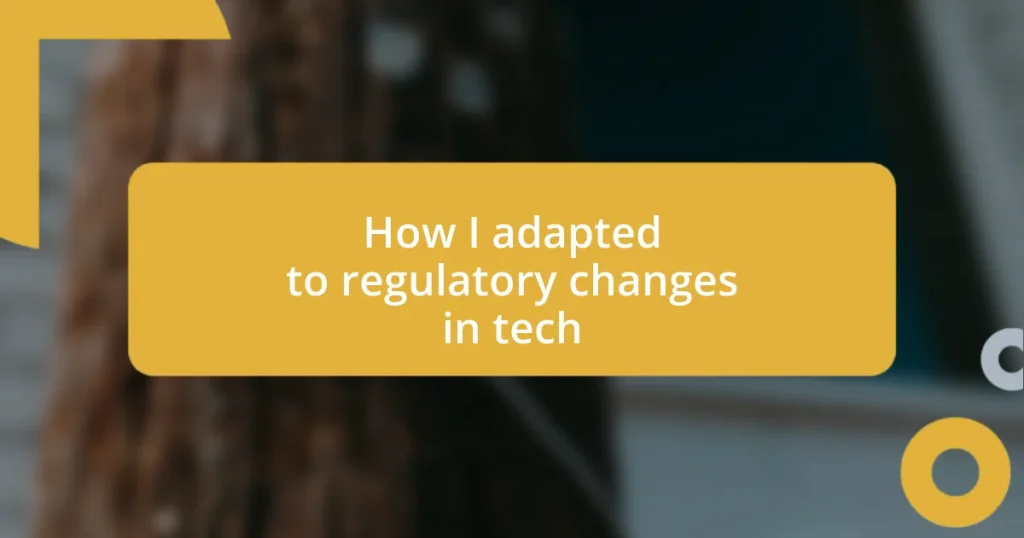 How I adapted to regulatory changes in tech